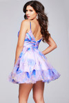 Jovani 42200 Organza Ruffles Print V-Neckline Short Dress