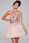 Jovani 42282 Organza Sheer Beaded Embellished Short Dress