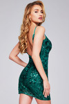 Jovani 42601 Sequin Embellished V-Neck Sheath Short Dress