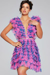 Jovani 50069 Tulle Ruffles V-Neck Sleeveless Short Dress