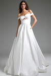 Jovani JB42626 Satin Off-Shoulder Cut Out Bridal Dress