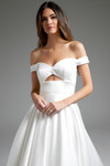 Jovani JB42626 Satin Off-Shoulder Cut Out Bridal Dress