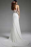 Jovani JB42222 Crepe Sheer V-Neck Sleeveless Wedding Dress