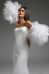 Jovani JB40601 Satin Strapless Puffy Sleeve Wedding Dress