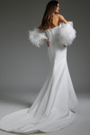 Jovani JB40601 Satin Strapless Puffy Sleeve Wedding Dress