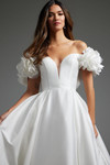 Jovani JB40795 Satin Off Shoulder V-Neck Wedding Dress