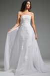 Jovani JB24560 Tulle Beaded Strapless Rosette Wedding Gown