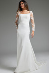 Jovani JB42297 Chiffon Crepe Beaded Long Sleeve Bridal Dress