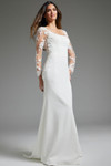 Jovani JB42297 Chiffon Crepe Beaded Long Sleeve Bridal Dress