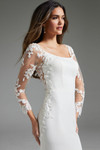 Jovani JB42297 Chiffon Crepe Beaded Long Sleeve Bridal Dress