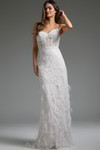 Jovani JB40590 Lace Beaded Feathers Strapless Bridal Gown
