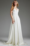 Jovani JB42294 Satin Sheer V-Neck Sleeveless Bridal Dress