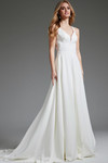 Jovani JB42294 Satin Sheer V-Neck Sleeveless Bridal Dress