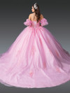 Dancing Queen 1988 Floral Puff Sleeves Strapless Ballgown
