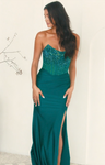 Amelia Couture 3042 Strapless Illusion Scoop Neck Long Gown