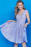 Jovani K04446 Tulle Embellished Bodice V-Neck Short Dress