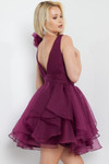 Jovani 22279 Tulle Ruffle Sleeve V-neck A-Line Short Dress