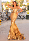 Clarisse 811158 Metallic Finish Flattering Halter Neck Dress