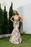 Terani Couture 251P4378 Printed Satin Scoop Neck Long Dress