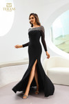 Terani Couture 251E4257 Long Sleeves Scoop Neck Long Dress