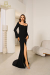 Terani Couture 251E4571 Satin Long Sleeves Fitted Long Dress