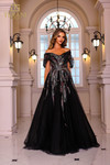 Terani Couture 251M4411 Beaded Tulle Off Shoulder Long Dress