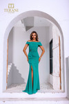 Terani Couture 251M4444 Stretch Crepe Off Shoulder Dress