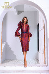Terani Couture 251C4167 Lava Jacquard V-neck Cocktail Dress