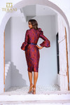 Terani Couture 251C4167 Lava Jacquard V-neck Cocktail Dress