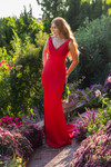 Terani Couture J3191 Satin V-neck Sleeveless Long Dress