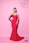 Tarik Ediz 54018 Crepe V-Neck Strapless Plain Fitted Dress