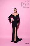 Tarik Ediz 54030 Crepe V-Neck Long Sleeve Fitted Long Dress