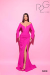 Tarik Ediz 54030 Crepe V-Neck Long Sleeve Fitted Long Dress