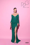 Tarik Ediz 54030 Crepe V-Neck Long Sleeve Fitted Long Dress