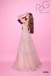 Tarik Ediz 54036 Glitter Tulle Straight Neck Long Dress