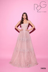 Tarik Ediz 54036 Glitter Tulle Straight Neck Long Dress