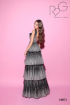 Tarik Ediz 54073 Glitter Tulle Plunging V-Neck Tiered Dress