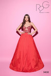 Tarik Ediz 54132 Taffeta Sweetheart Neck Straps Sleeve Dress