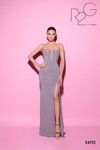 Tarik Ediz 54192 Jersey Straight Neck Sleeveless Long Dress