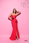 Tarik Ediz 54249 Crepe V-Neck Strapless Train Fitted Dress