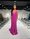 Tarik Ediz 54319 Jersey V-neck Sleeveless Fitted Long Dress