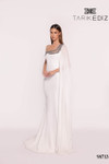 Tarik Ediz 98713 Crepe Asymmetric Neck Dropped Sleeves Dress