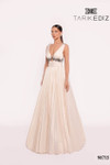 Tarik Ediz 98715 Taffeta V-Neck Straps Sleeves Long Dress