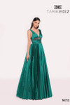 Tarik Ediz 98715 Taffeta V-Neck Straps Sleeves Long Dress