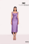Tarik Ediz 98785 Taffeta Square Neck Sleeveless Fitted Dress