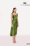 Tarik Ediz 98785 Taffeta Square Neck Sleeveless Fitted Dress