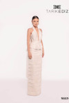 Tarik Ediz 98819 Taffeta Plunging Neck Sleeveless Long Dress