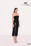 Tarik Ediz 98838 Crepe Straight Neck Strapless Long Dress