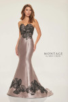 Montage by Mon Cheri M841 Mikado Stone Strapless Long Dress