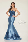 Montage by Mon Cheri M841 Mikado Stone Strapless Long Dress
